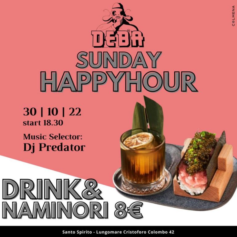 Scopri di più sull'articolo Deba Sunday Happy Hour: 30 Ottobre 2022